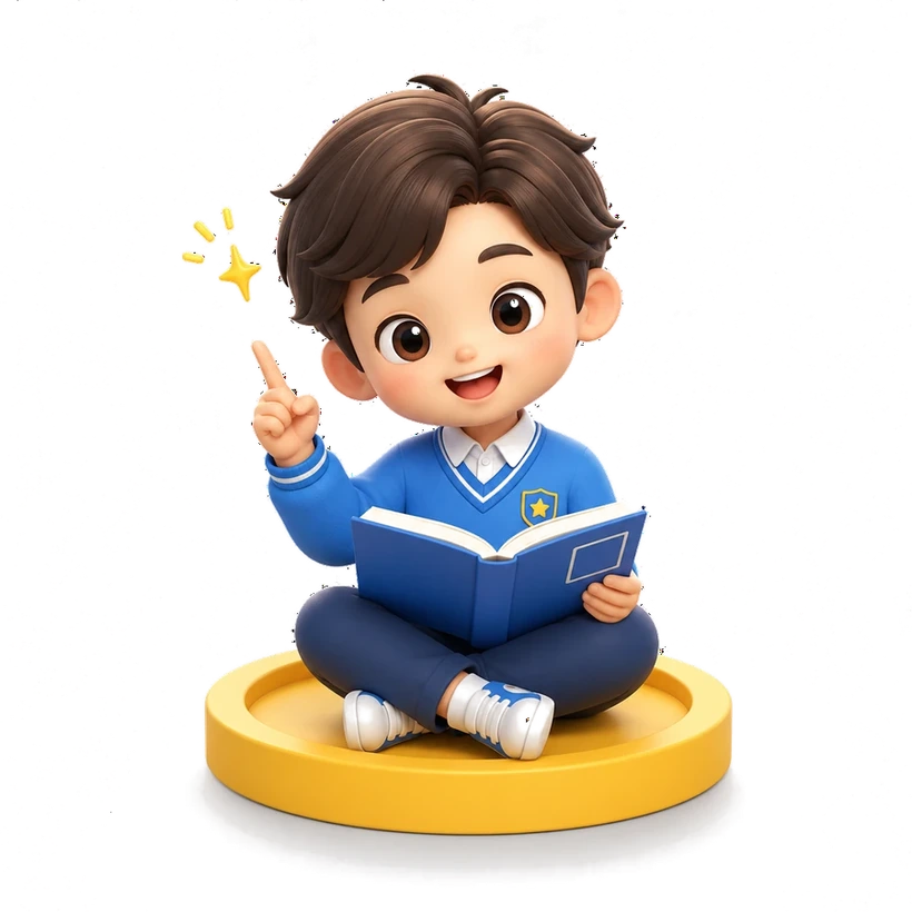 책을 읽는 초등학생 3D 캐릭터